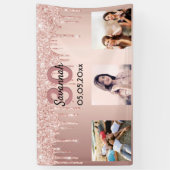 30e verjaardag aangepaste foto roos gouden roze gl spandoek (Verticaal)