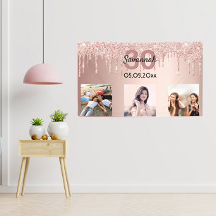 30e verjaardag aangepaste foto roos gouden roze gl spandoek