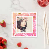 30e verjaardag aangepaste foto roze botanisch servet (Insitu)