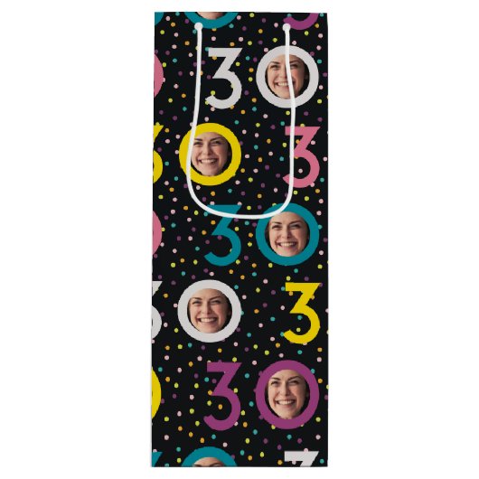 30e verjaardag Aanpassen Foto Wijn Gift Bag Wijn Cadeautas (Voorkant)