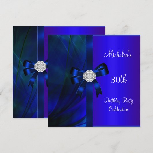 30e verjaardag Abstracte blauwe diamantboot Kaart (Voorkant / Achterkant)