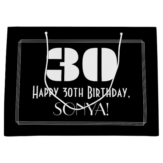 30e verjaardag ~ Art Deco geïnspireerd look "30" + Groot Cadeauzakje (Voorkant)