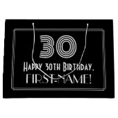 30e verjaardag — Art Deco geïnspireerde look "30" Groot Cadeauzakje (Voorkant)