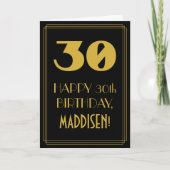 30e verjaardag ~ Art Deco geïnspireerde look "30"  Kaart (Voorkant)