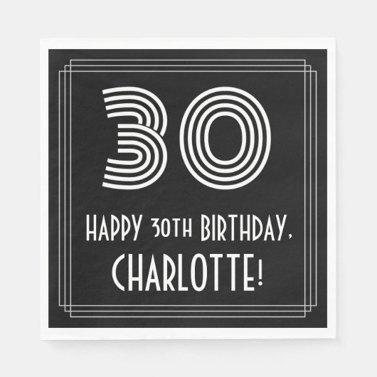 30e verjaardag: Art Deco geïnspireerde look "30" + Servet (Voorkant)