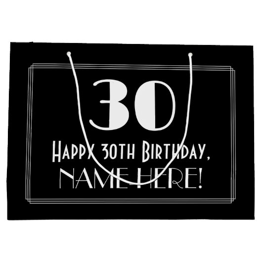 30e verjaardag: Art Deco geïnspireerde stijl "30", Groot Cadeauzakje (Achterkant)