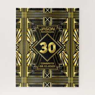 30e verjaardag Art Deco Gold Black Great Gatsby Legpuzzel