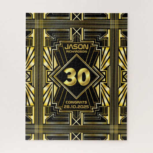 30e verjaardag Art Deco Gold Black Great Gatsby Legpuzzel (Verticaal)