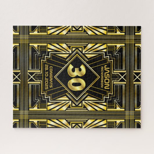 30e verjaardag Art Deco Gold Black Great Gatsby Legpuzzel (Horizontaal)