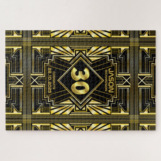 30e verjaardag Art Deco Gold Black Great Gatsby Legpuzzel (Horizontaal)