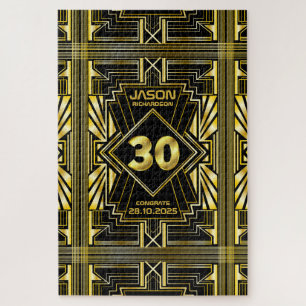 30e verjaardag Art Deco Gold Black Great Gatsby Legpuzzel