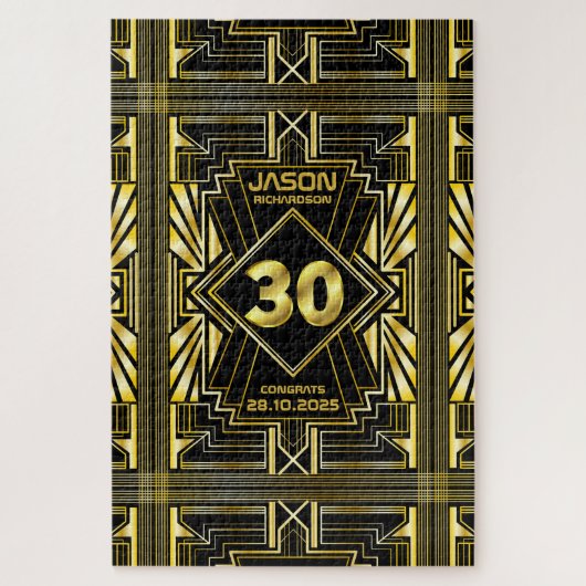 30e verjaardag Art Deco Gold Black Great Gatsby Legpuzzel (Verticaal)