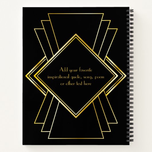 30e verjaardag Art Deco Gold Black Great Gatsby Notitieboek (Achterkant)