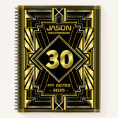 30e verjaardag Art Deco Gold Black Great Gatsby Notitieboek (Voorkant)