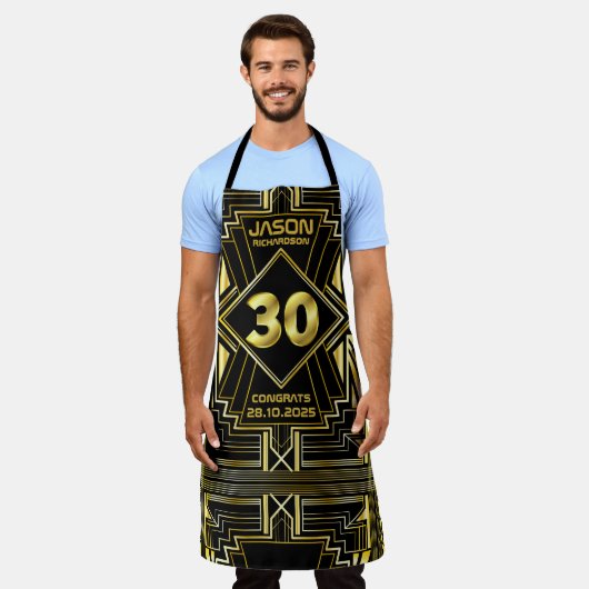 30e verjaardag Art Deco Gold Black Great Gatsby Schort (Gedragen)