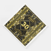 30e verjaardag Art Deco Gold Black Great Gatsby Servet (Hoek)