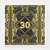 30e verjaardag Art Deco Gold Black Great Gatsby Servet (Voorkant)