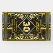 30e verjaardag Art Deco Gold Black Great Gatsby Spandoek (Horizontaal)
