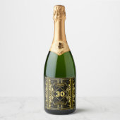 30e verjaardag Art Deco Gold Black Great Gatsby Sparkling Wijnetiket (Voorkant)