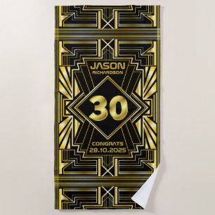 30e verjaardag Art Deco Gold Black Great Gatsby Strandlaken