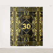 30e verjaardag Art Deco Gold Black Great Gatsby Wandkleed (Voorkant)