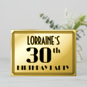 30e verjaardag: Art Deco Kijk "30" en naam Folie Uitnodiging (Staand Voorkant)