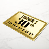 30e verjaardag: Art Deco Kijk "30" en naam Folie Uitnodiging (Gedraaid)
