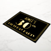 30e verjaardag: Art Deco Kijk "30", met naam Folie Uitnodiging (Gedraaid)