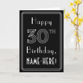 30e verjaardag: Art Deco Style # 30 en aangepaste Kaart (Gele Bloem)