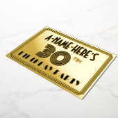 30e verjaardag — Art Deco Style "30" en naam Folie Uitnodiging (Gedraaid)
