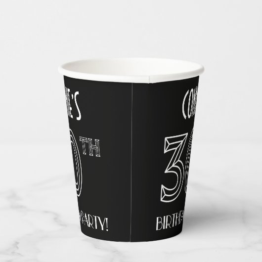 30e verjaardag: Art Deco Style + aangepaste naam Papieren Bekers (Rechts)