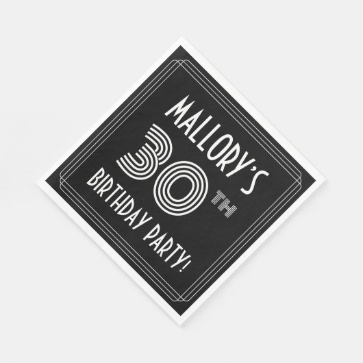 30e verjaardag: Art Deco Style + aangepaste naam Servet (Hoek)