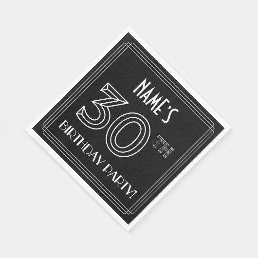 30e verjaardag: Art Deco Style + aangepaste naam Servet (Hoek)