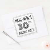 30e verjaardag: Art Deco Style + aangepaste naam Vierkante Sticker (Envelop)