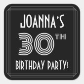 30e verjaardag: Art Deco Style en aangepaste naam Vierkante Sticker (Voorkant)