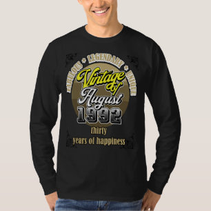 30e verjaardag augustus 1992 Vintage 30 jaar Legen T-shirt