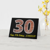 30e verjaardag - bakstenen muurpatroon "30" w / na kaart (Gele Bloem)