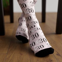 30e verjaardag ballon patroon monogram roze sokken