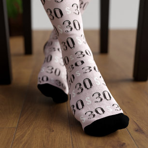 30e verjaardag ballon patroon monogram roze sokken