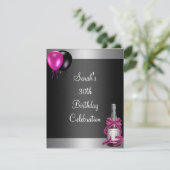 30e verjaardag Ballonnen Champagne Zilver Roze Kaart (Staand voorkant)