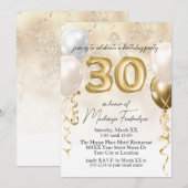 30e verjaardag ballonnen op gouden glitter marmer kaart (Voorkant / Achterkant)
