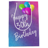 30e verjaardag ballonnen op regenboogfornuis medium cadeauzakje (Voorkant)