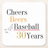 30e verjaardag Baseball Cheers and Beers Party Kartonnen Onderzetters (Voorkant)
