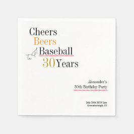 30e verjaardag Baseball Cheers Beers Minimal Servet