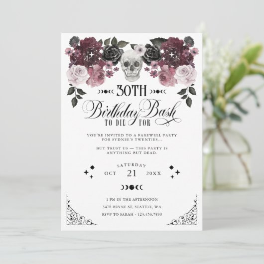 30e verjaardag Bash te sterven voor gotische bloem Kaart (Staand voorkant)