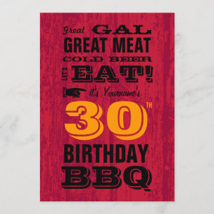 30e verjaardag BBQ Grill Out Kaart