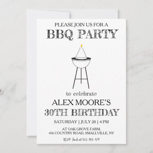 30e verjaardag BBQ uitnodigingen (Voorkant)