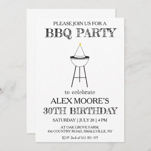 30e verjaardag BBQ uitnodigingen (Voorkant / Achterkant)