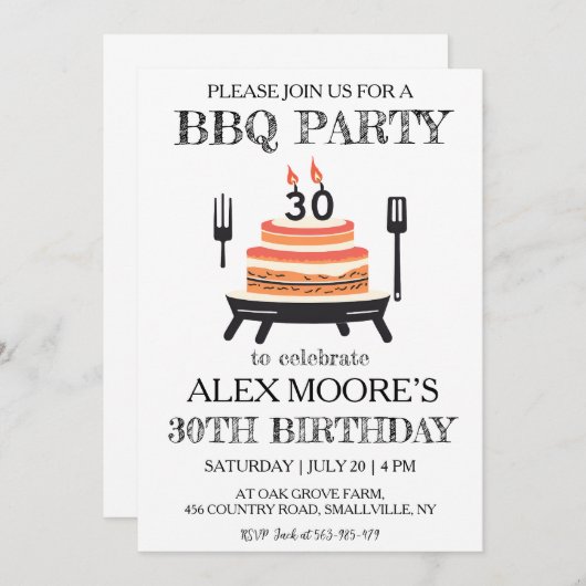 30e verjaardag BBQ uitnodigingen (Voorkant / Achterkant)