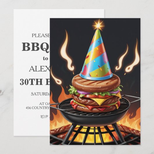 30e verjaardag BBQ uitnodigingen (Voorkant / Achterkant)